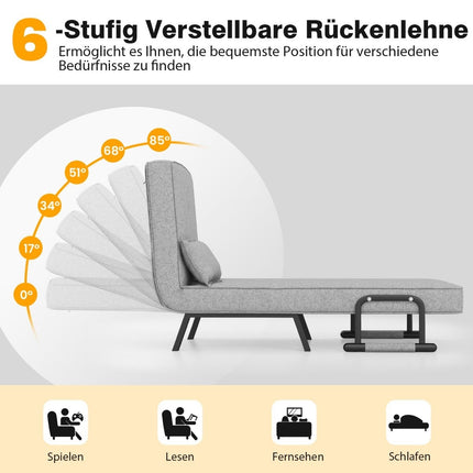 Schlafsofa, 6-fach verstellbar, Hellgrau