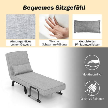 Schlafsofa, 6-fach verstellbar, Hellgrau