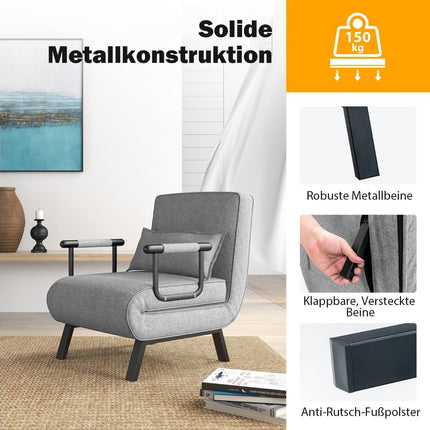 Schlafsofa, 6-fach verstellbar, Hellgrau