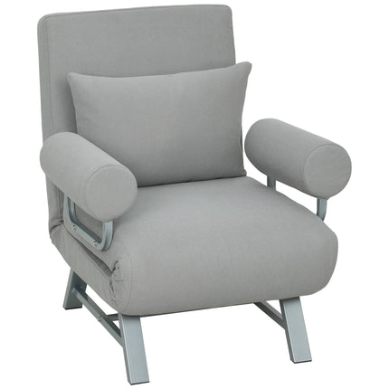 Convertible Sleeper Chair, Ergonomic, Light Grey Fabric
