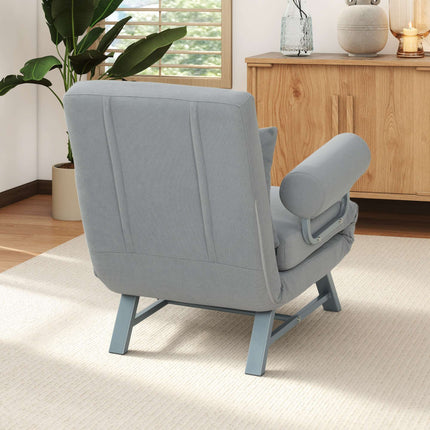 Convertible Sleeper Chair, Ergonomic, Light Grey Fabric