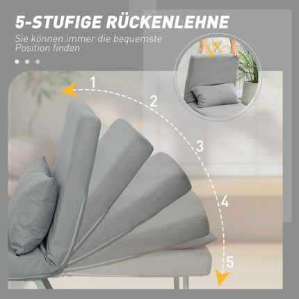 Convertible Sleeper Chair, Ergonomic, Light Grey Fabric