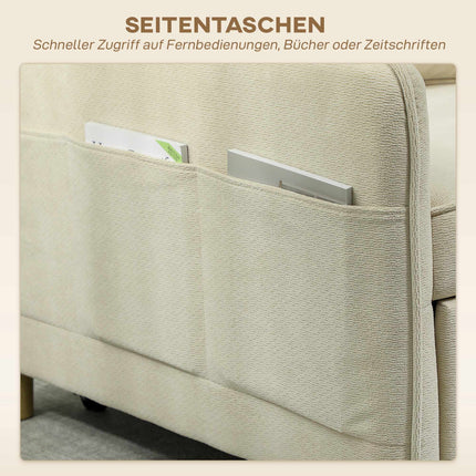Convertible Sleeper Chair, Foam Padding, Beige Fabric