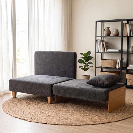 Convertible Sleeper Chair with Linen Velvet, Dark Grey