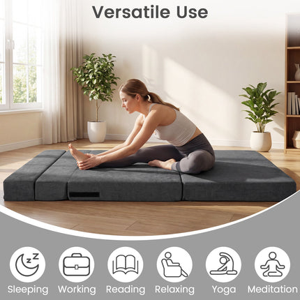 Convertible Sofa Bed, 3-in-1 Chenille, 2 Cushions, Grey