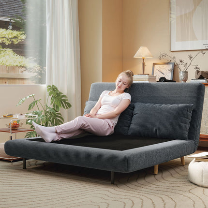 Schlafsofa, verstellbare Rückenlehne, Dunkelgrau, 141x90x81 cm