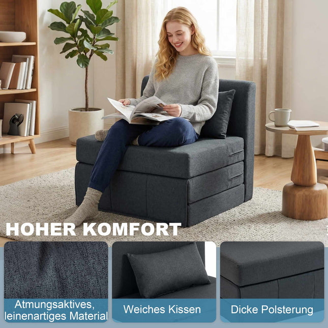 Schlafsofa mit Leinenstruktur, Dunkelgrau
