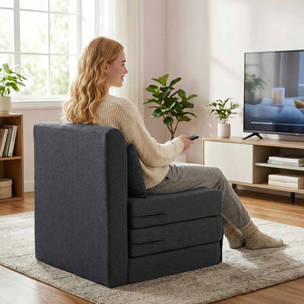 Schlafsofa mit Leinenstruktur, Dunkelgrau