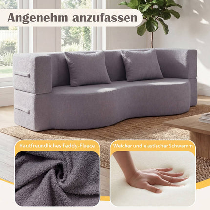 Schlafsofa, Teddy-Fleece, 192,5 cm, Weiß