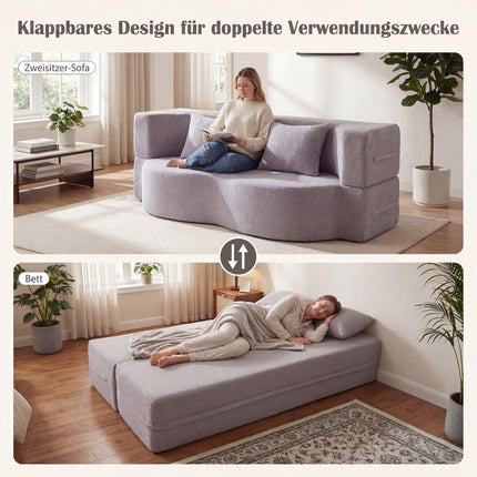 Schlafsofa, Teddy-Fleece, 192,5 cm, Weiß