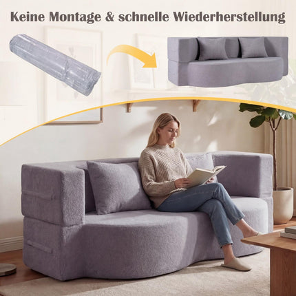 Schlafsofa, Teddy-Fleece, 192,5 cm, Weiß