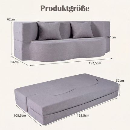 Schlafsofa, Teddy-Fleece, 192,5 cm, Weiß