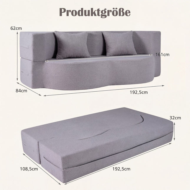 Schlafsofa, Teddy-Fleece, 192,5 cm, Weiß
