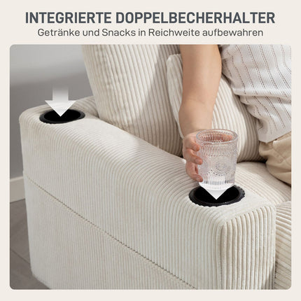 Convertible Sofa Bed with Cushions, Cup Holders, Cream White
