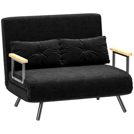 Convertible Velvet Sleeper Sofa, Black, Includes 2 Cushions