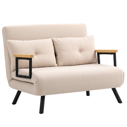 Schlafsofa aus Samt mit Kissen, Beige