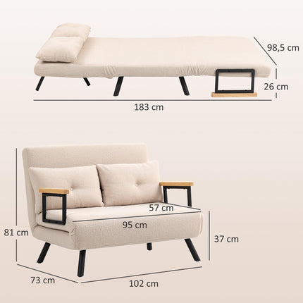 Schlafsofa aus Samt mit Kissen, Beige