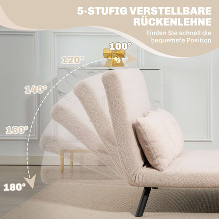 Schlafsofa aus Samt mit Kissen, Beige