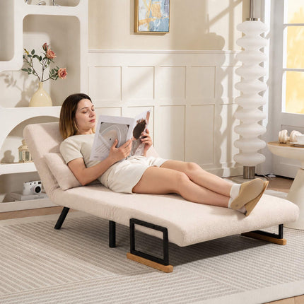 Schlafsofa aus Samt mit Kissen, Beige