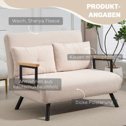 Schlafsofa aus Samt mit Kissen, Beige