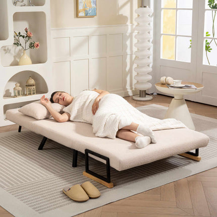 Schlafsofa aus Samt mit Kissen, Beige