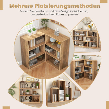 Konvexes Bücherregal mit Kippsicherung, 3 Ablagen, 84x83,5 cm