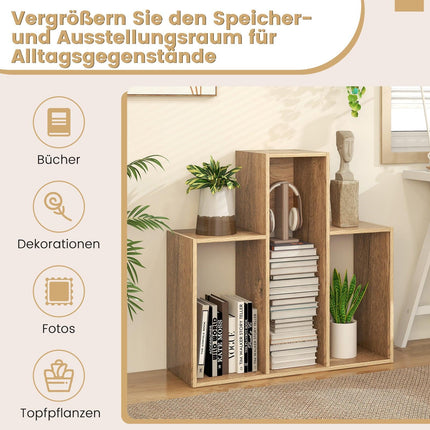Konvexes Bücherregal mit Kippsicherung, 3 Ablagen, 84x83,5 cm