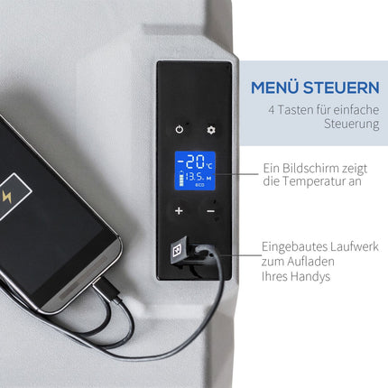 50L elektrische Kühlbox, Auto-Kühlschrank, Dual-Spannung, Grau