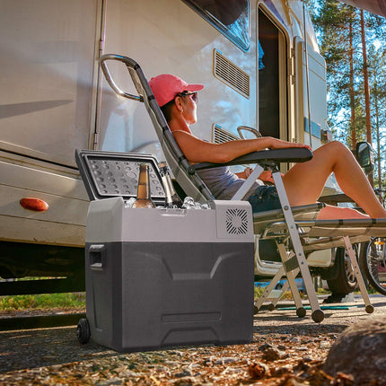 50L elektrische Kühlbox, Auto-Kühlschrank, Dual-Spannung, Grau