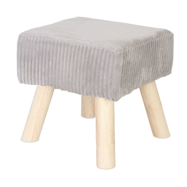 Kord-Pouffe – Polsterhocker mit Holzbeinen