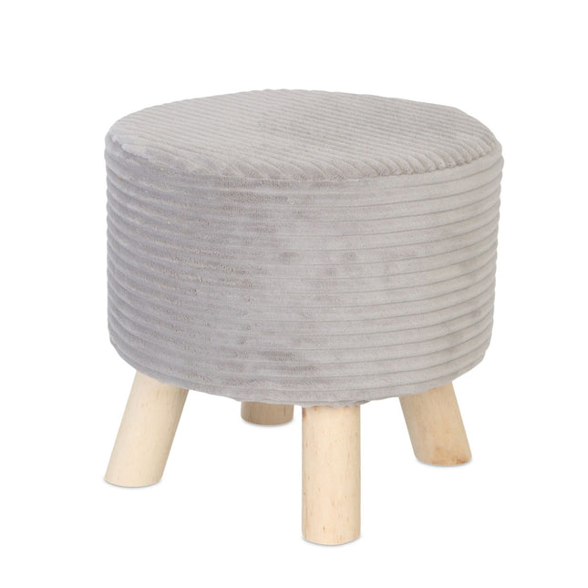 Kord-Sitzpouf – Gepolsterter Hocker mit Holzfüßen