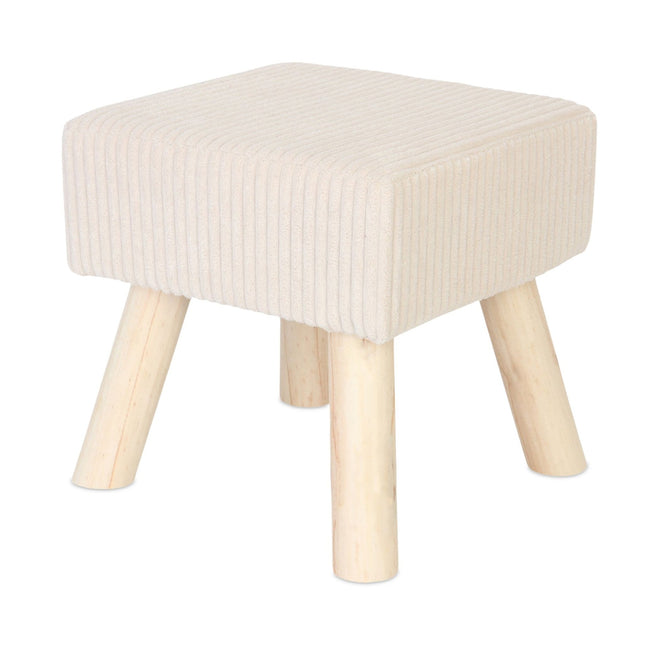 Cord-Pouffe – Weicher Sitz, Holzbeine