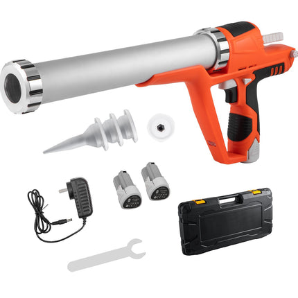 Cordless Electric Caulking Gun, 300ml/600ml, 12V, 5 Nozzles