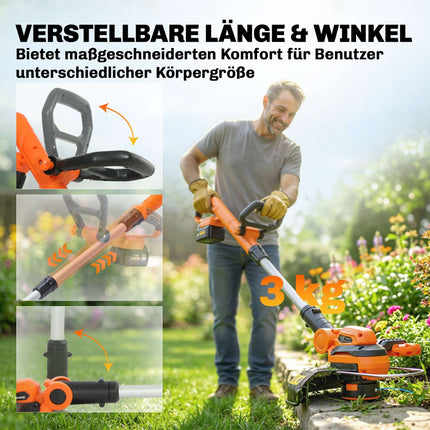 Akku-Rasentrimmer 21V, 25cm Schnittbreite, 2x4.0Ah Akkus