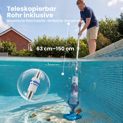 Cordless Pool Vacuum Cleaner, 40W Motor, Telescopic Pole