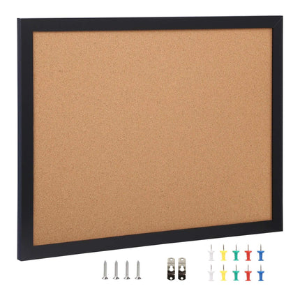 Cork Bulletin Board 36 x 24 in, MDF Frame, 10 Pins