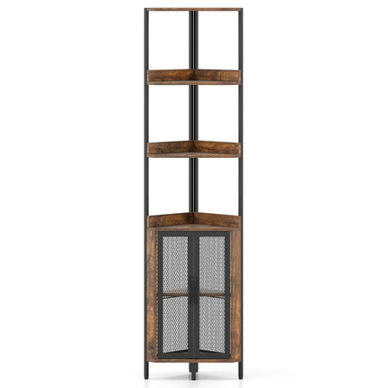 Eckregal mit Schrank & Metallrahmen, 170 cm