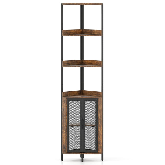 Eckregal mit Schrank & Metallrahmen, 170 cm