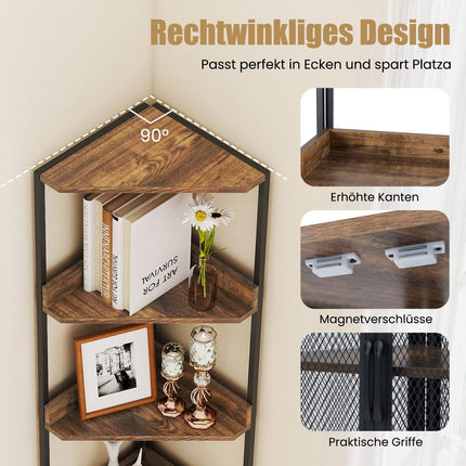 Eckregal mit Schrank & Metallrahmen, 170 cm