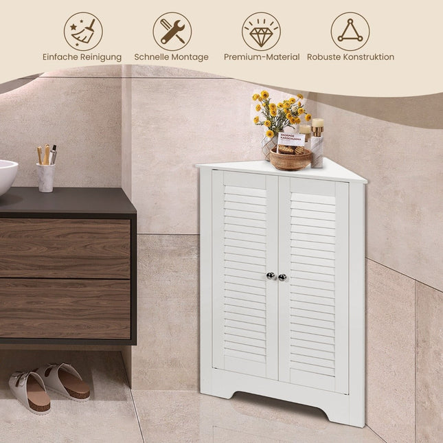 Corner Cabinet with Louvered Doors & Adjustable Shelf