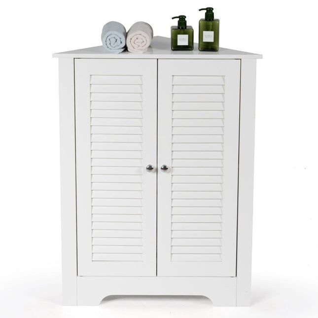 Corner Cabinet with Louvered Doors & Adjustable Shelf