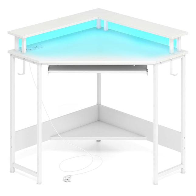 Eckschreibtisch mit Ladestation, LED, Monitorständer