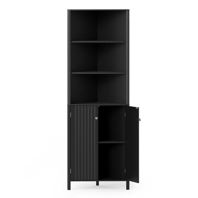 Eckküchenschrank, 2 Türen & 5 Einlegeböden, Schwarz, 173 cm