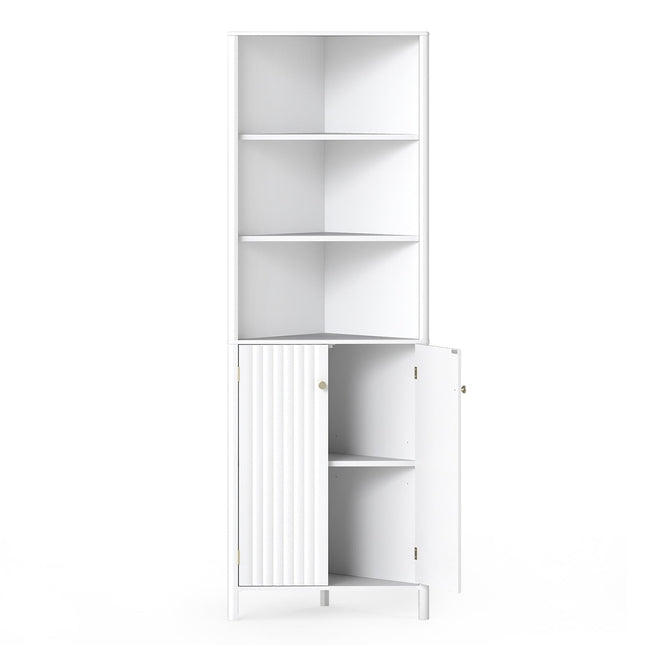 Kücheneckschrank, 2 Türen & 5 Ablagen, Weiß, 68 Zoll hoch