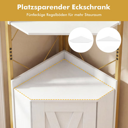 Eckregal mit Stauraum, 180 cm, 5 Ebenen, Weiß