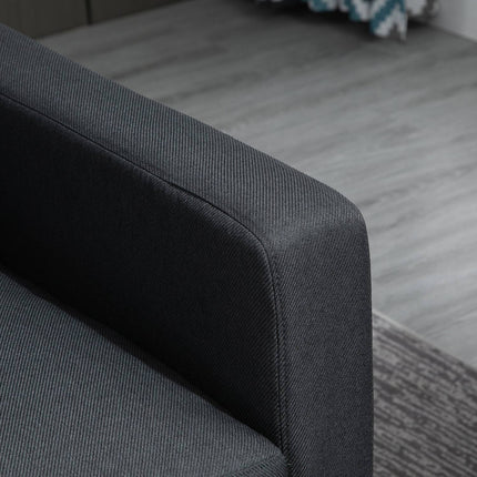 Dunkelgraues L-förmiges Ecksofa aus Leinen mit Récamiere, 197cm