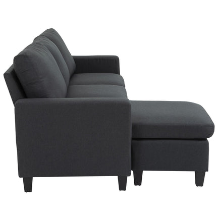 Dunkelgraues L-förmiges Ecksofa aus Leinen mit Récamiere, 197cm