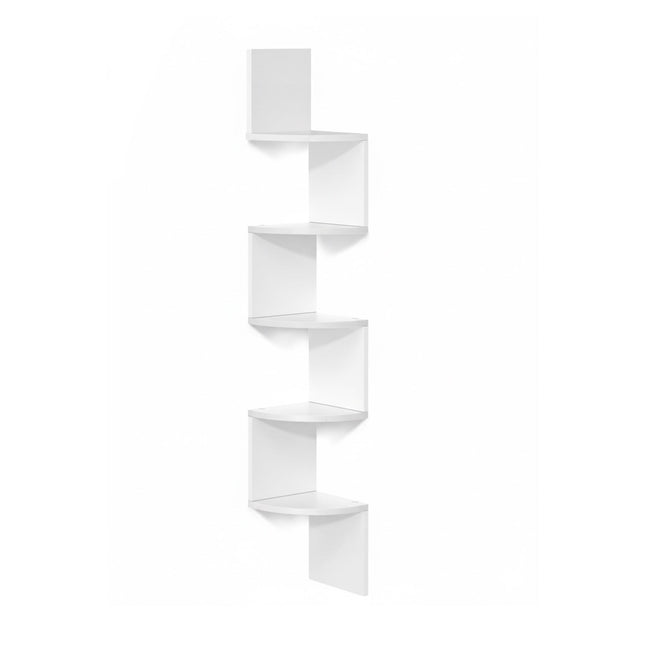Corner Wall Shelf, 5-Tier Zigzag Design