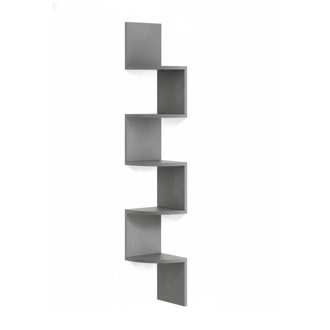 Corner Wall Shelf, 5 Tiers, Zigzag Design