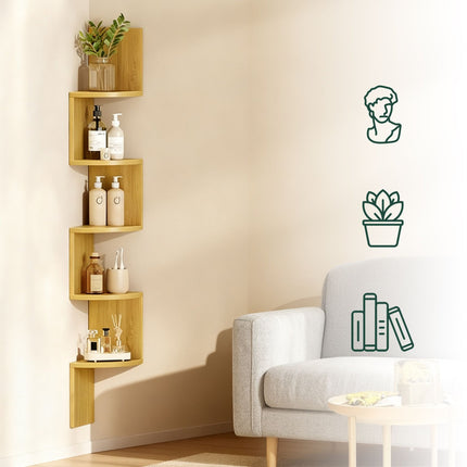 Eckwandregal, 5-stufig, Zickzack-Design